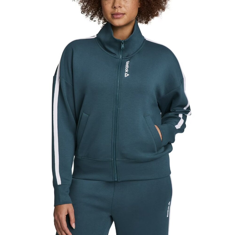 Reebok Jacket XXXL (3X) Zip Up Track Top Activewear Athleisure Teal Funnel Neck